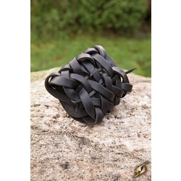 Gewebtes Lederarmband, schwarz - Celtic Webmerchant