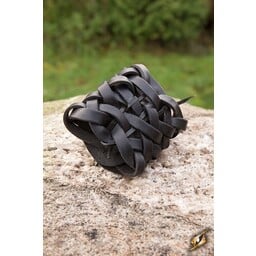 Woven leather bracelet, black - Celtic Webmerchant