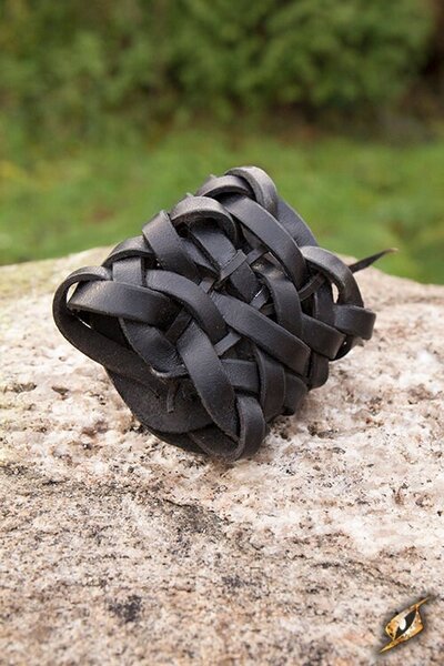 Bracelet en cuir tressé, noir - Celtic Webmerchant