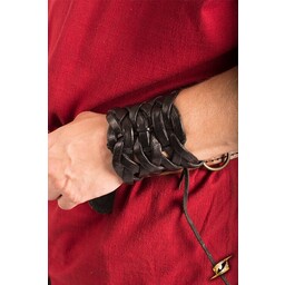 Gevlochten leren armband, zwart - Celtic Webmerchant