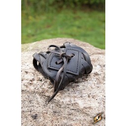 Gevlochten leren armband, zwart - Celtic Webmerchant