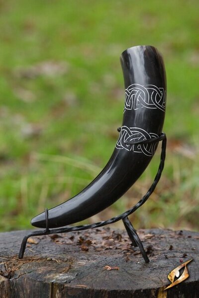 Bere corno di Tara con nodi celtici, scuro - Celtic Webmerchant