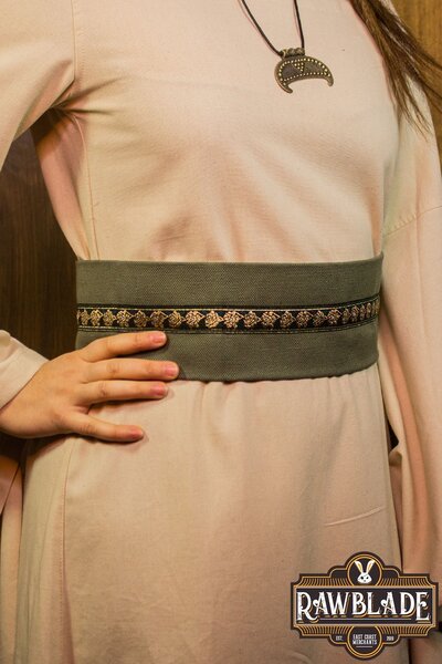 Jeanne stoffen riem - Groen/groene rozen - Celtic Webmerchant