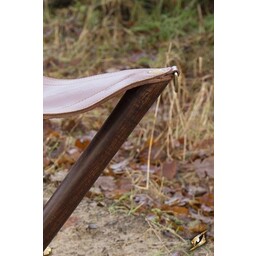 Tabouret pliant en cuir et bois - Celtic Webmerchant