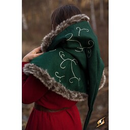 Fur hood Gisla, green - Celtic Webmerchant