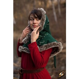 Fur hood Gisla, green - Celtic Webmerchant