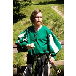 camicia Landsknecht, verde / bianco - Celtic Webmerchant