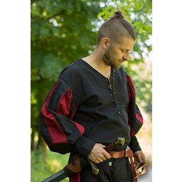 Chemise Landsknecht, noir / rouge - Celtic Webmerchant