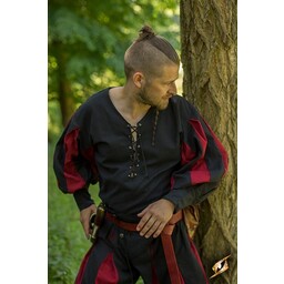 camicia Landsknecht, nero / rosso - Celtic Webmerchant