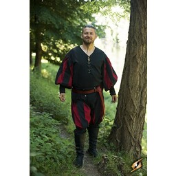 Chemise Landsknecht, noir / rouge - Celtic Webmerchant