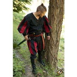 camicia Landsknecht, nero / rosso - Celtic Webmerchant