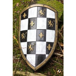 LARP Checkered Schild weiß / schwarz / gold - Celtic Webmerchant