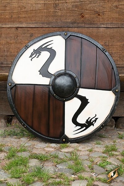 smok tarcza biała LARP Viking - Celtic Webmerchant
