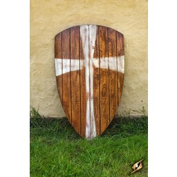 LARP kite shield wood with white cross - Celtic Webmerchant