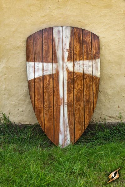 drewno tarcza LARP latawiec z białym krzyżem - Celtic Webmerchant