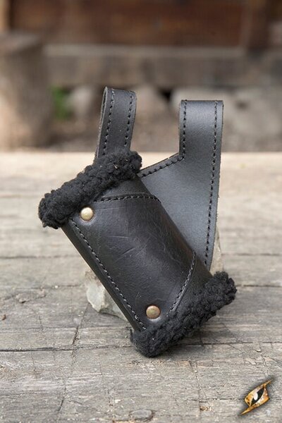 LARP Schwerthalter mit Fell, schwarz - Celtic Webmerchant