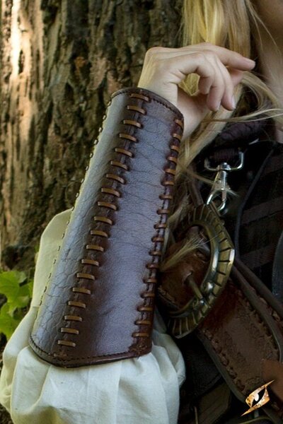 Læder Bracers Battle, brun, pair - Celtic Webmerchant