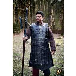 Læder brigandine lang, sort - Celtic Webmerchant