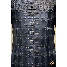 Leather brigandine long, black - Celtic Webmerchant