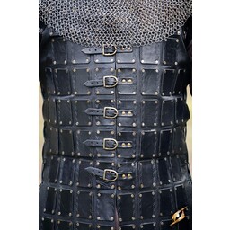 Leren brigandine lang, zwart - Celtic Webmerchant