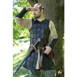 Læder brigandine lang, sort - Celtic Webmerchant