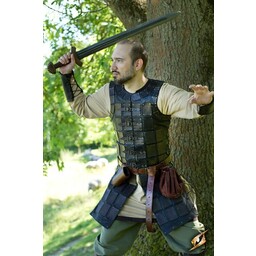 Læder brigandine lang, sort - Celtic Webmerchant