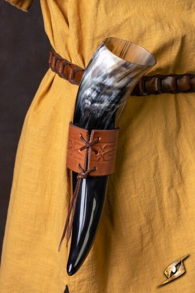 Läder dricka horn hållare Edda, brun - Celtic Webmerchant