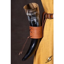 Leather drinking horn holder Edda, brown - Celtic Webmerchant