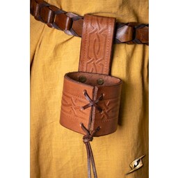 Leather drinking horn holder Edda, brown - Celtic Webmerchant