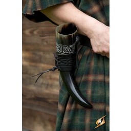 Leather drinking horn holder Edda, black - Celtic Webmerchant