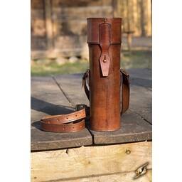 Leather scroll or bottle holder, brown - Celtic Webmerchant