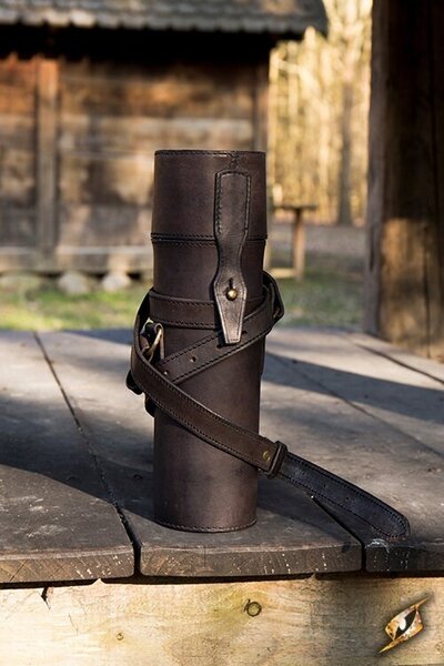 Soporte de cuero para pergamino o botella, negro - Celtic Webmerchant