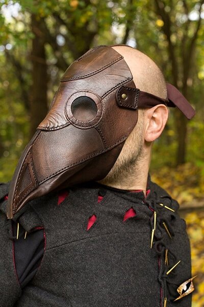Læder maske pest læge, brun - Celtic Webmerchant