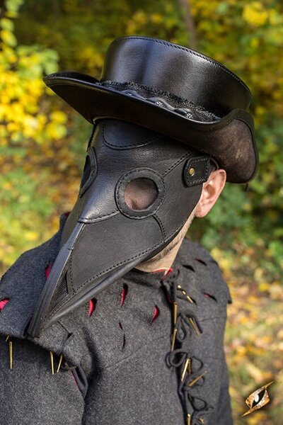 Leren masker pestdokter, zwart - Celtic Webmerchant