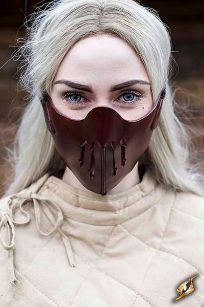 Läder Mempo halvmask, röd - Celtic Webmerchant