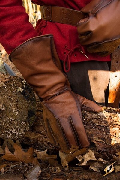 Leren middeleeuwse handschoenen, bruin - Celtic Webmerchant
