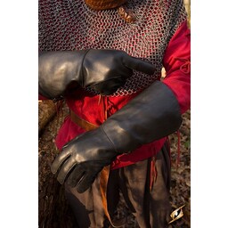 Leather medieval gloves, black - Celtic Webmerchant