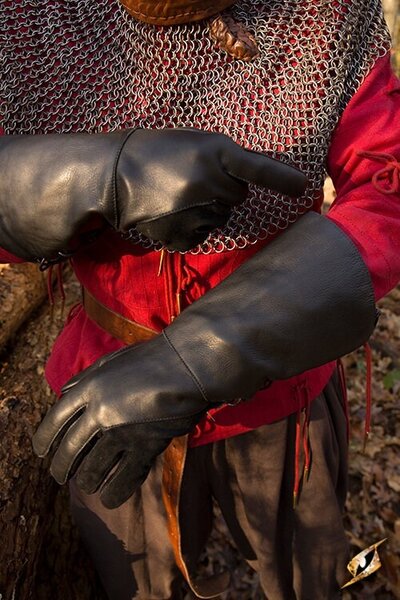 Mittelalterliche Lederhandschuhe, schwarz - Celtic Webmerchant