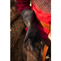 Leather medieval gloves, black - Celtic Webmerchant