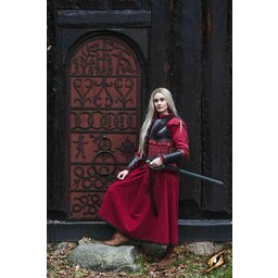 Leather vambraces Warrior, black-red, pair - Celtic Webmerchant