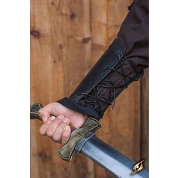 Cuir vambraces Warrior, noir, paire - Celtic Webmerchant