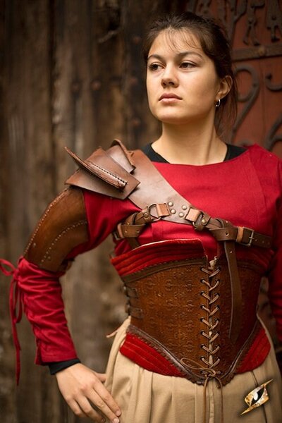 Leather shoulder armor, brown - Celtic Webmerchant