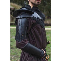 Leather shoulder armor, black - Celtic Webmerchant