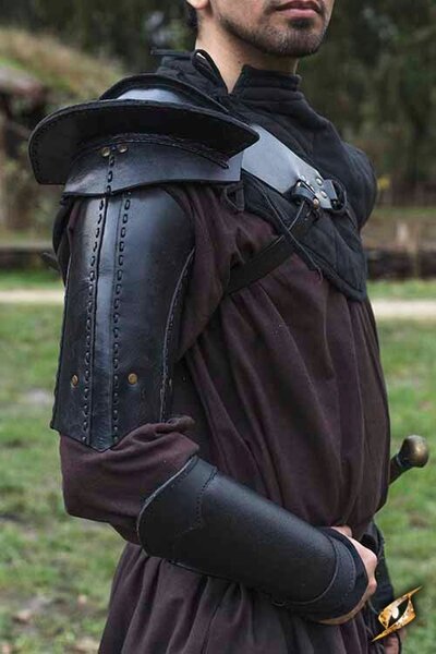 Lederschulterrüstung, schwarz - Celtic Webmerchant