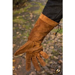 Leather fighting gloves suede, brown - Celtic Webmerchant