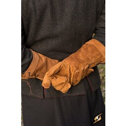 Leather fighting gloves suede, brown - Celtic Webmerchant