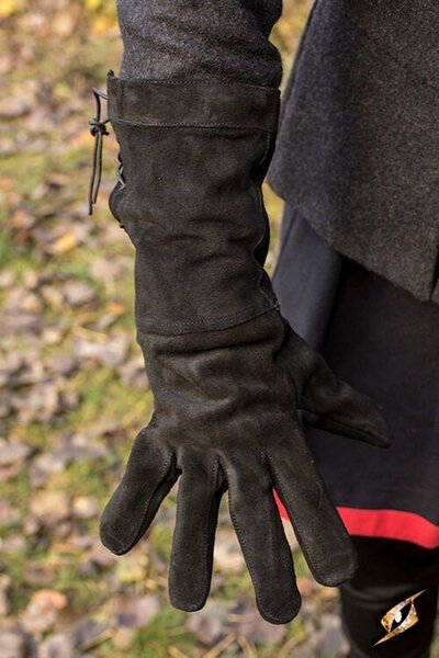 Leather fighting gloves suede, black - Celtic Webmerchant