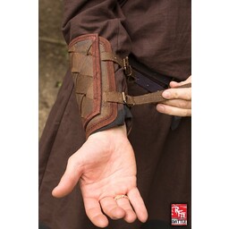 Læder Viking armbeskyttere i plade, brun, par - Celtic Webmerchant