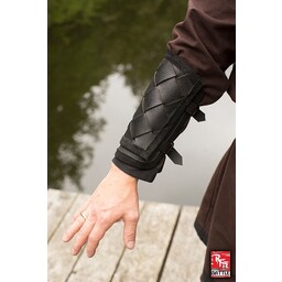 Wikinger Armschienen aus Leder, schwarz, Paar - Celtic Webmerchant