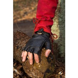 Guantes de cuero sin dedos, negros - Celtic Webmerchant